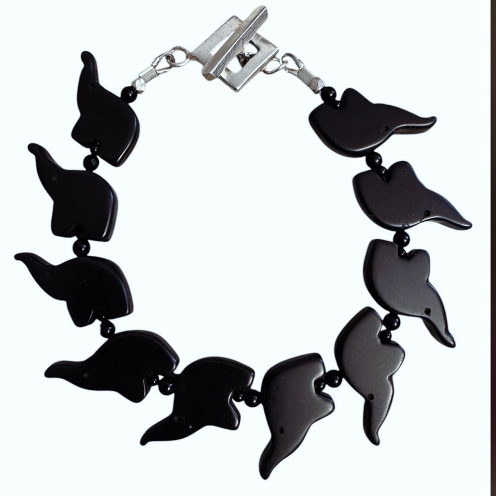 Elegant Black Onyx Elephant Bracelet